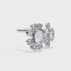 Unique Round Cut Lab Diamond Floral Stud Earrings