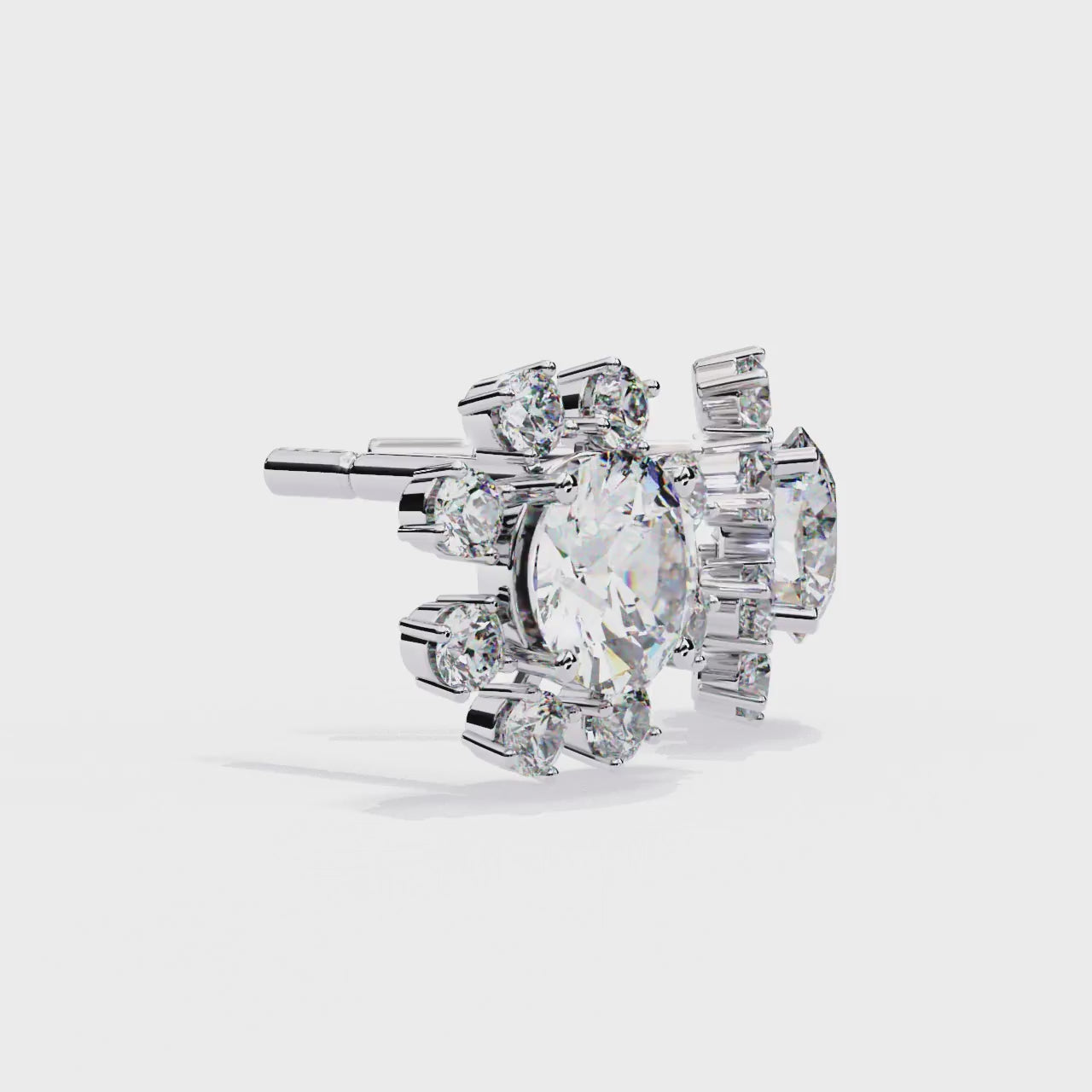 Round Cut Lab Diamond Floral Stud Earrings