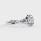 Oval Cut Diamond Twisted Band Halo Ring