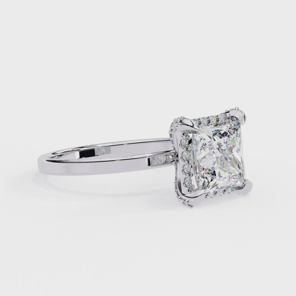 Princess Cut Big Diamond Ring With Halo Setting
