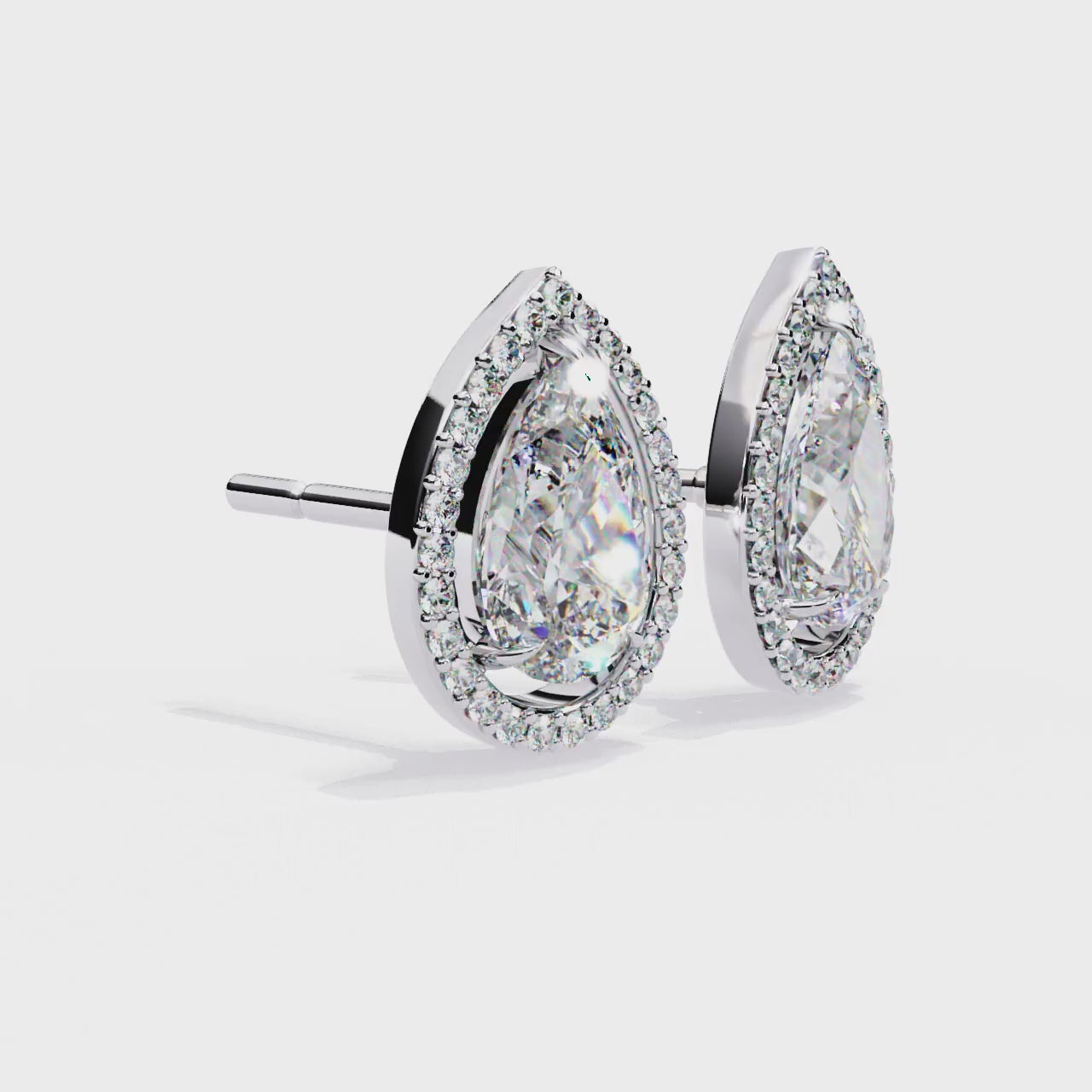 Pear Halo Stud Earrings