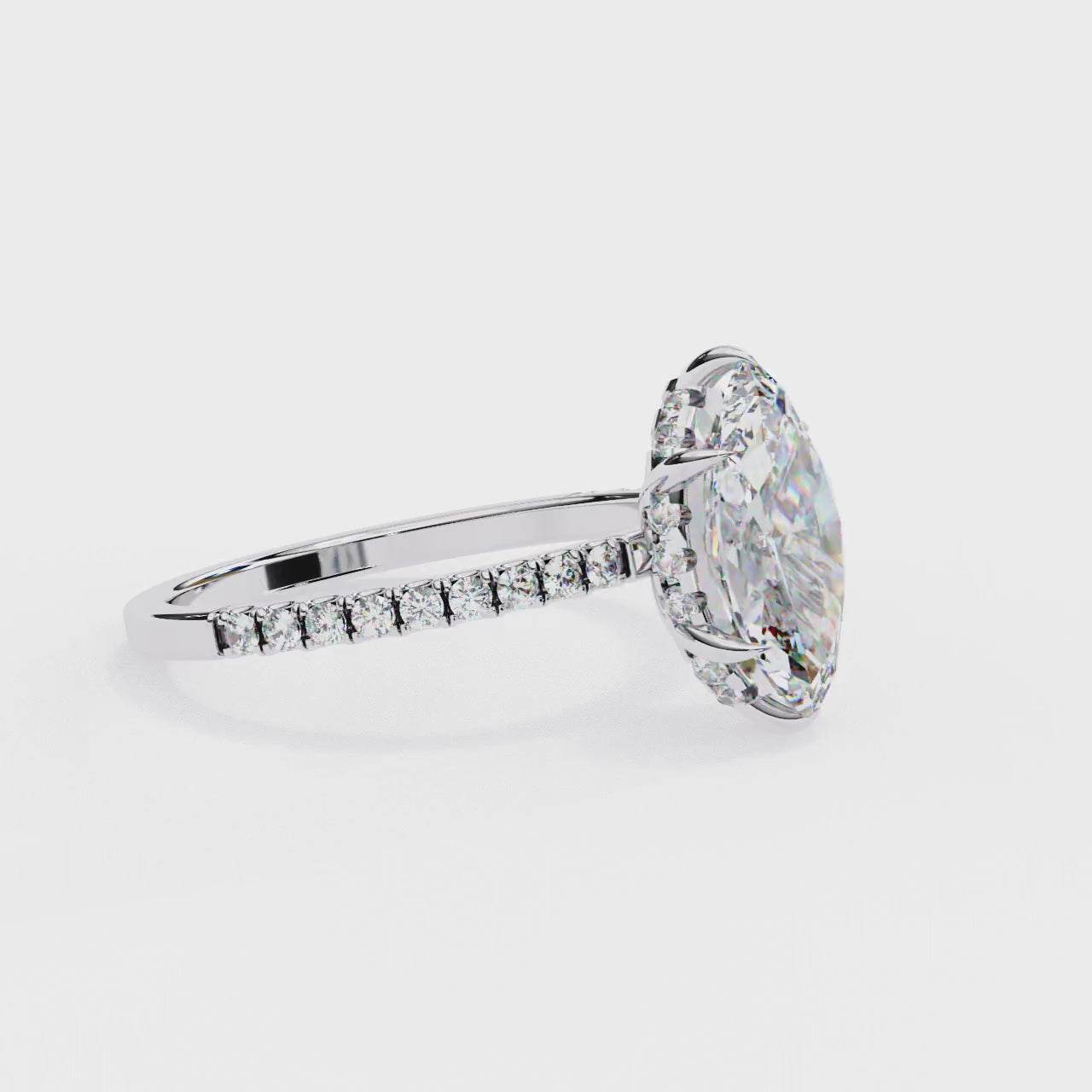 Marquise Diamond Hidden Halo Engagement Ring
