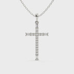 Round And Baguette Cut Diamond Christ Pendant