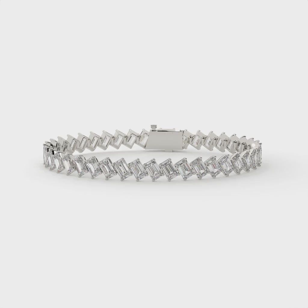 13.74 Carat Classic Emerald Cut Diamond Tennis Bracelet
