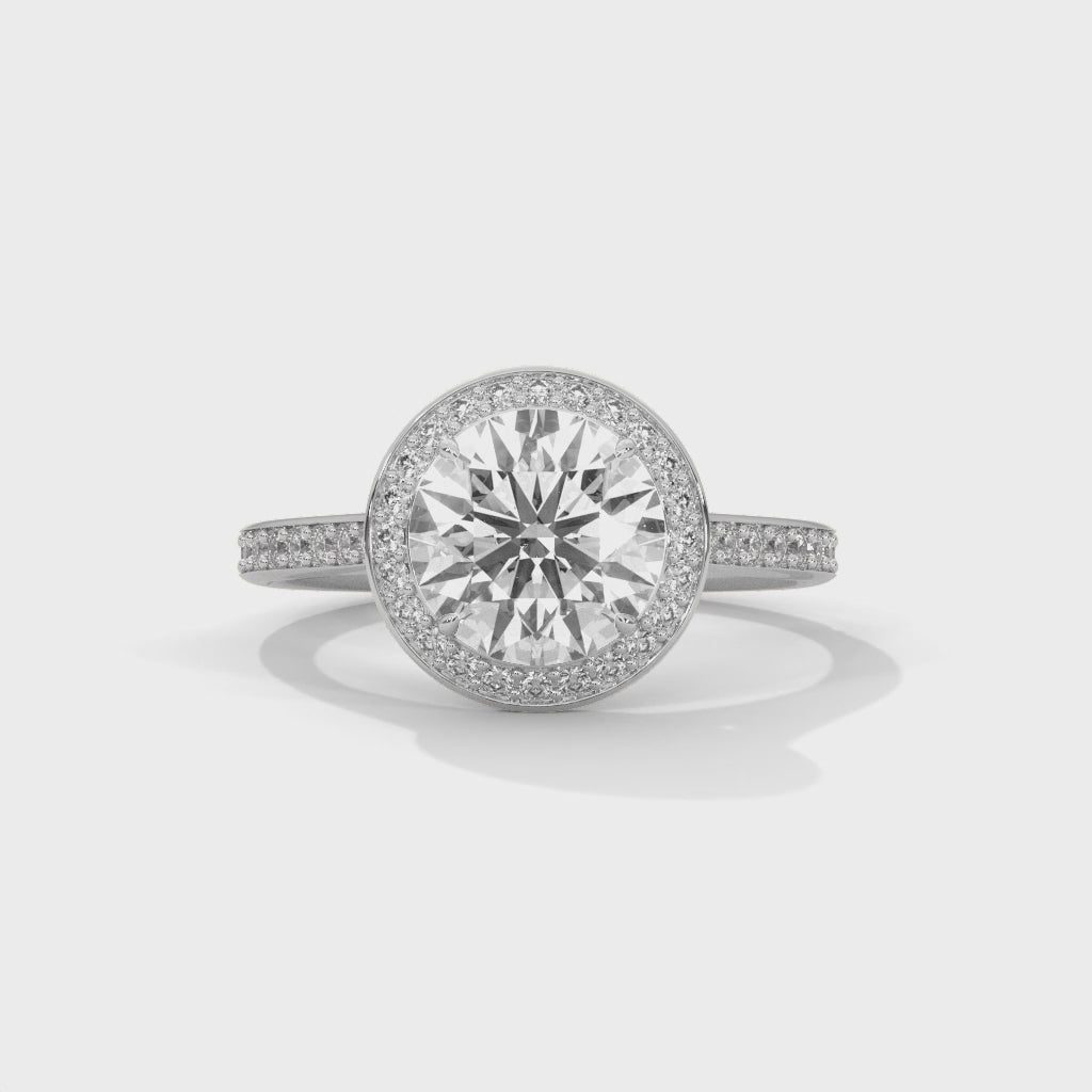 Halo Solitaire Engagement Ring With Round Diamond