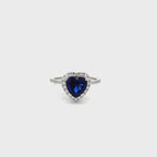 3 Carat Blue Sapphire Halo Ring For Women in 18K Gold