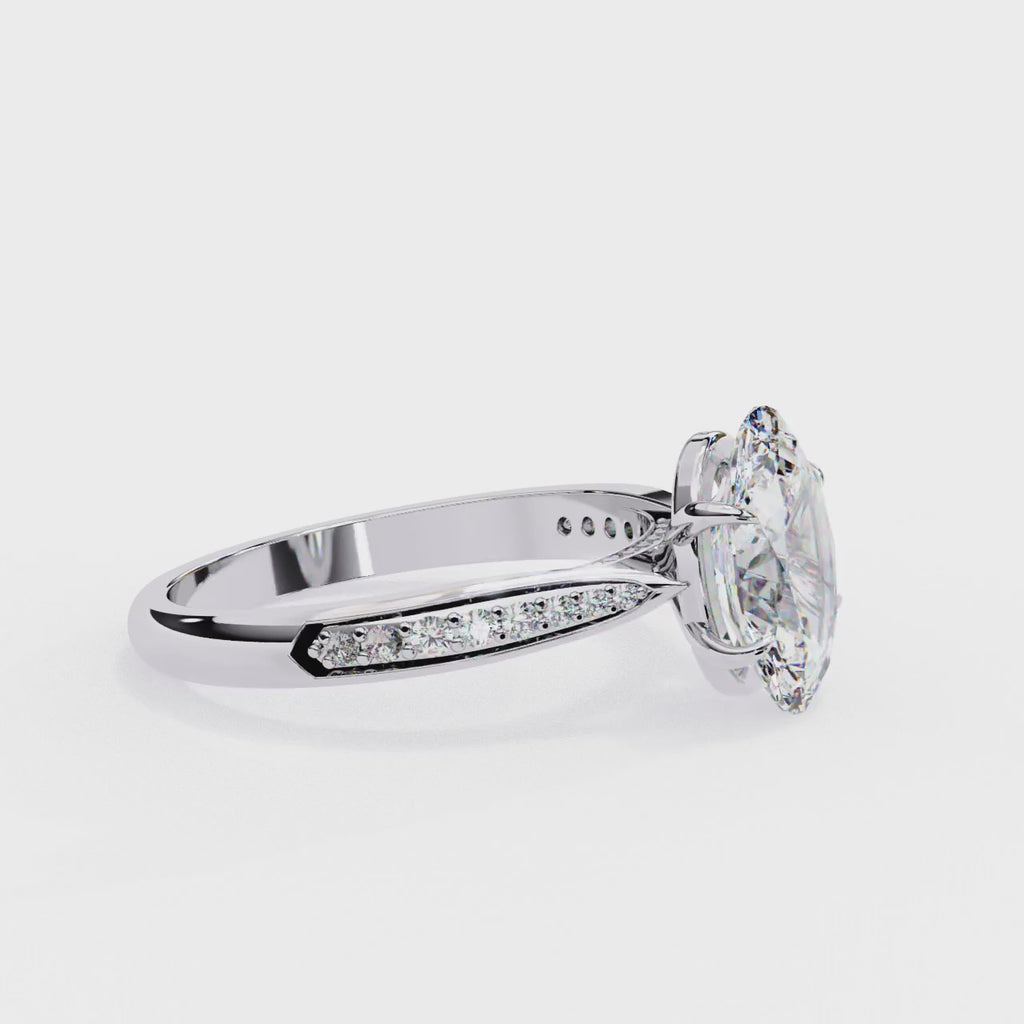 Channel Set Oval Diamond Solitaire ring