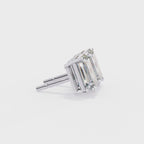 Emerald Cut Stud with V Prong Setting
