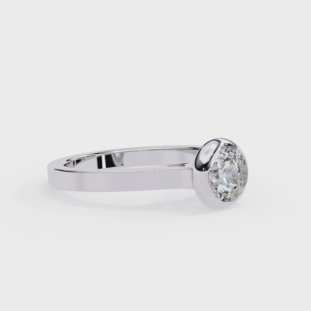 Bezel Set Round Cut Diamond Solitaire Ring