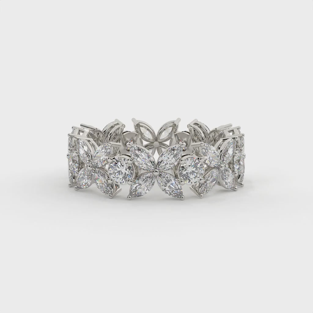Marquise Cut Diamond Floral Eternity Band