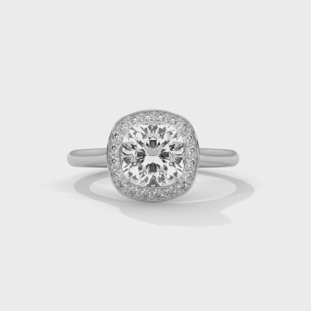 Cushion Cut Lab Diamond Halo Solitaire Ring