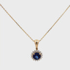 2 Carat Round Blue Sapphire Pendant Necklace