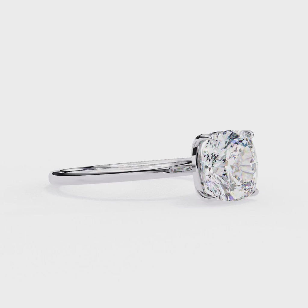 Cushion Diamond Solitaire Ring With Gold Band