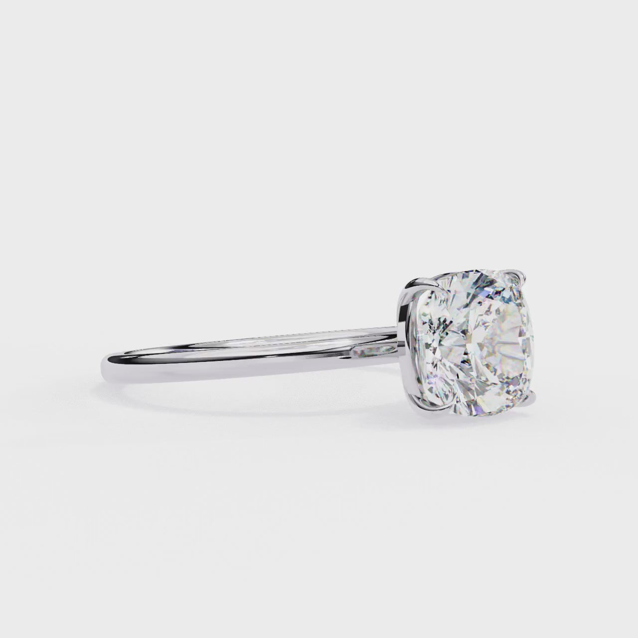 Cushion Diamond Solitaire Ring With Gold Band