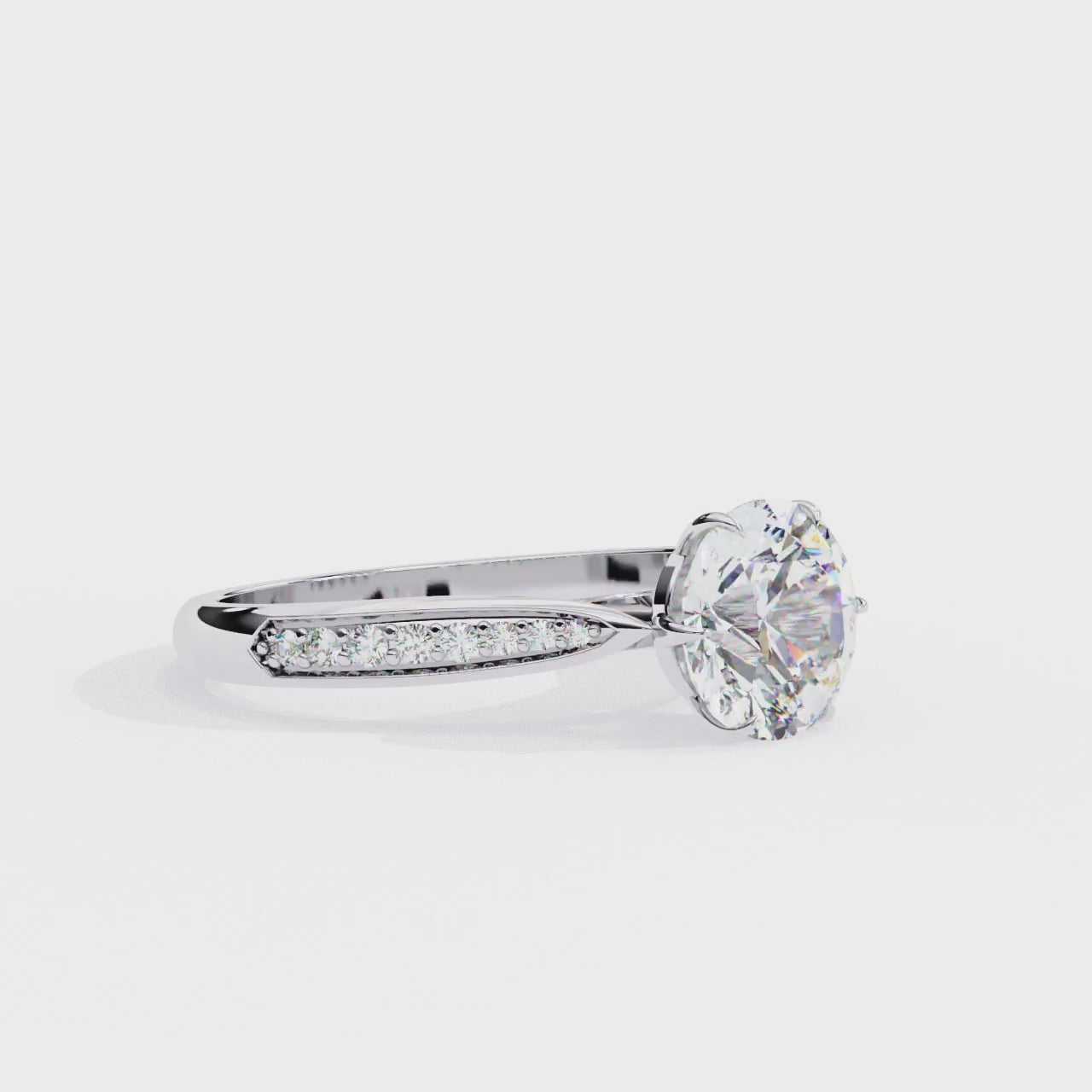 Lab Diamond Round Cut Solitaire Accent Ring