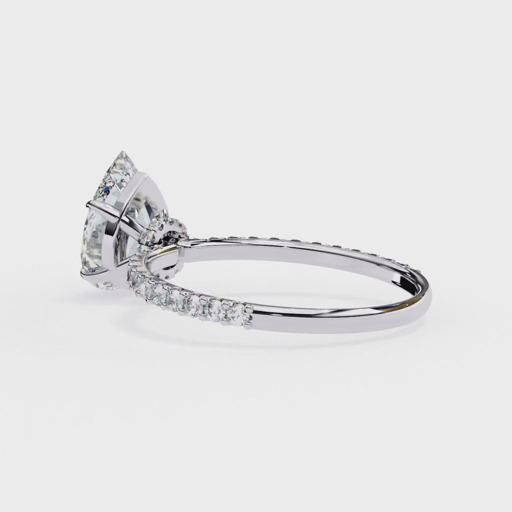 Pear Diamond Solitaire Accent Engagement Ring