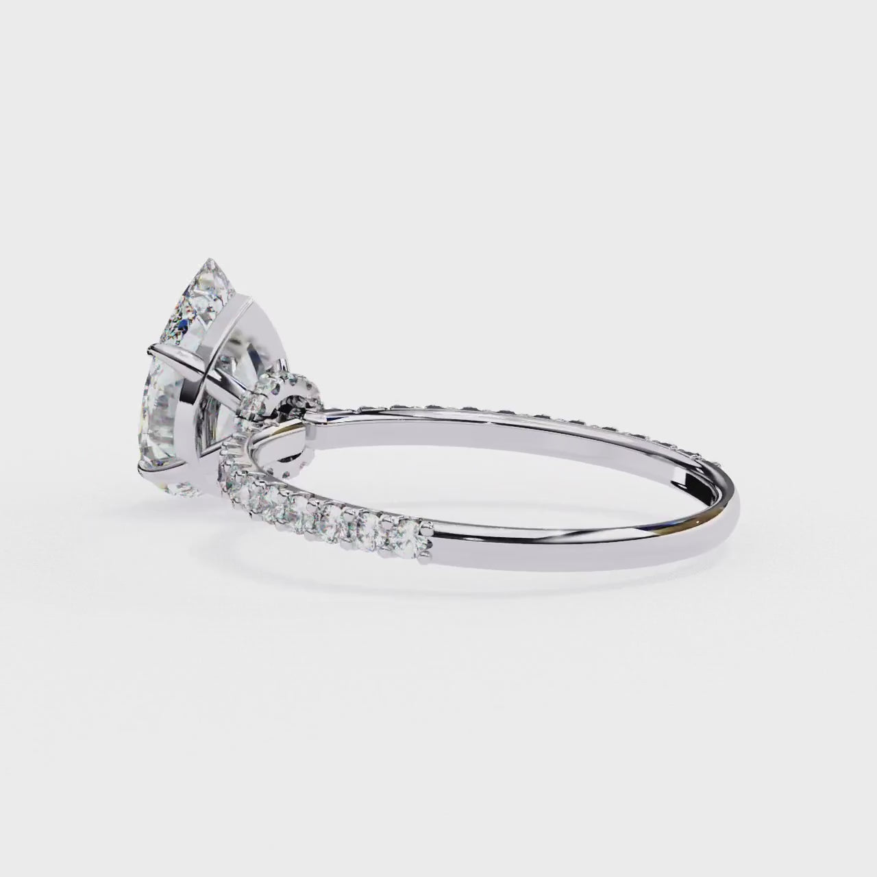 Pear Diamond Solitaire Accent Engagement Ring
