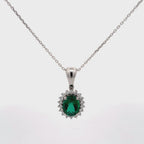 2 Carat Oval Green Emerald Gemstone Solitaire Pendant
