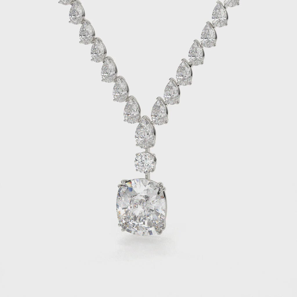 Multi Shape Lab Diamond Drop Necklace