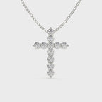 Round Cut Diamond Cross Pendant With Chain