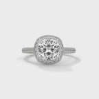 Cushion Solitaire Diamond Ring With Halo Setting