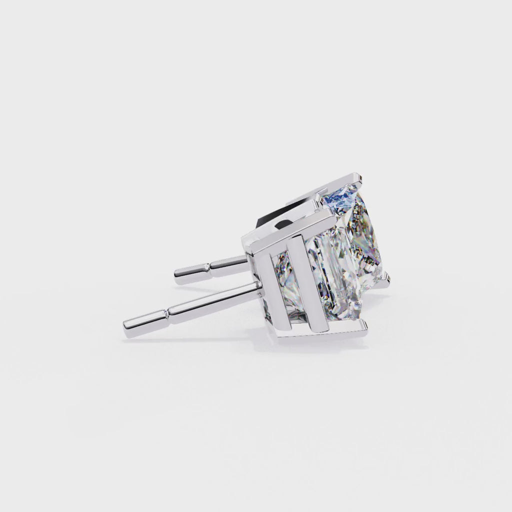 Princess Cut Stud with V Prong Setting