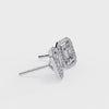 Emerald Diamond Stud Earrings Halo Style