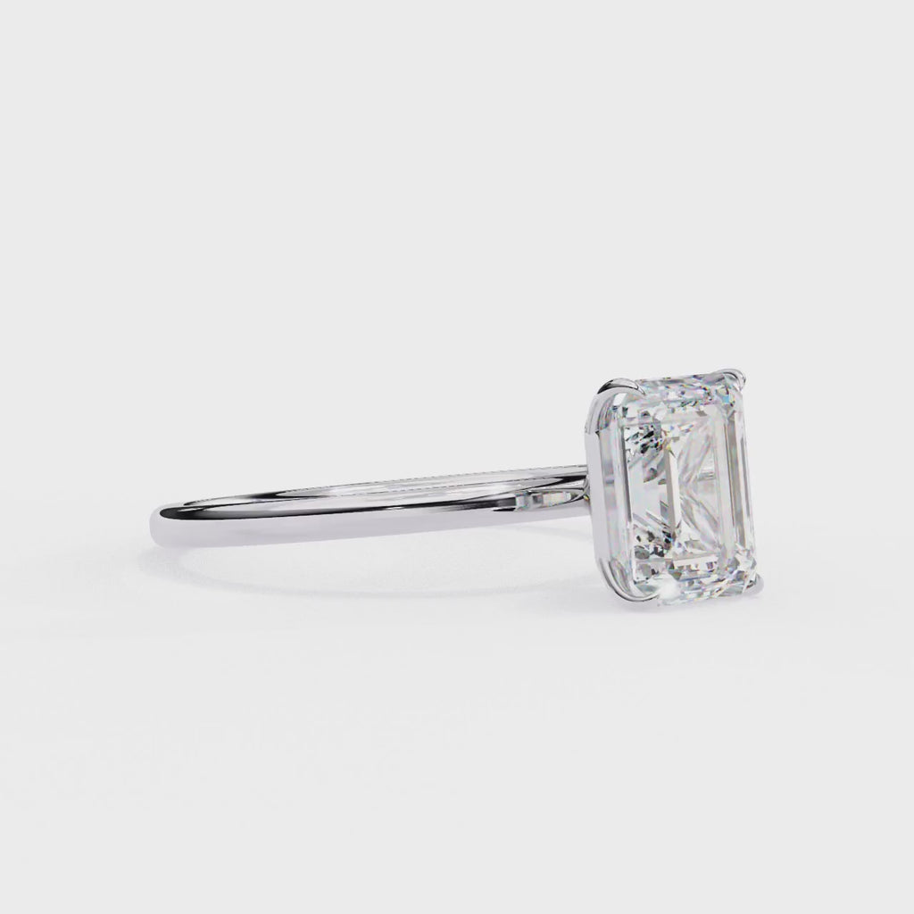 Solitaire Engagement Ring With Emerald Cut Diamond