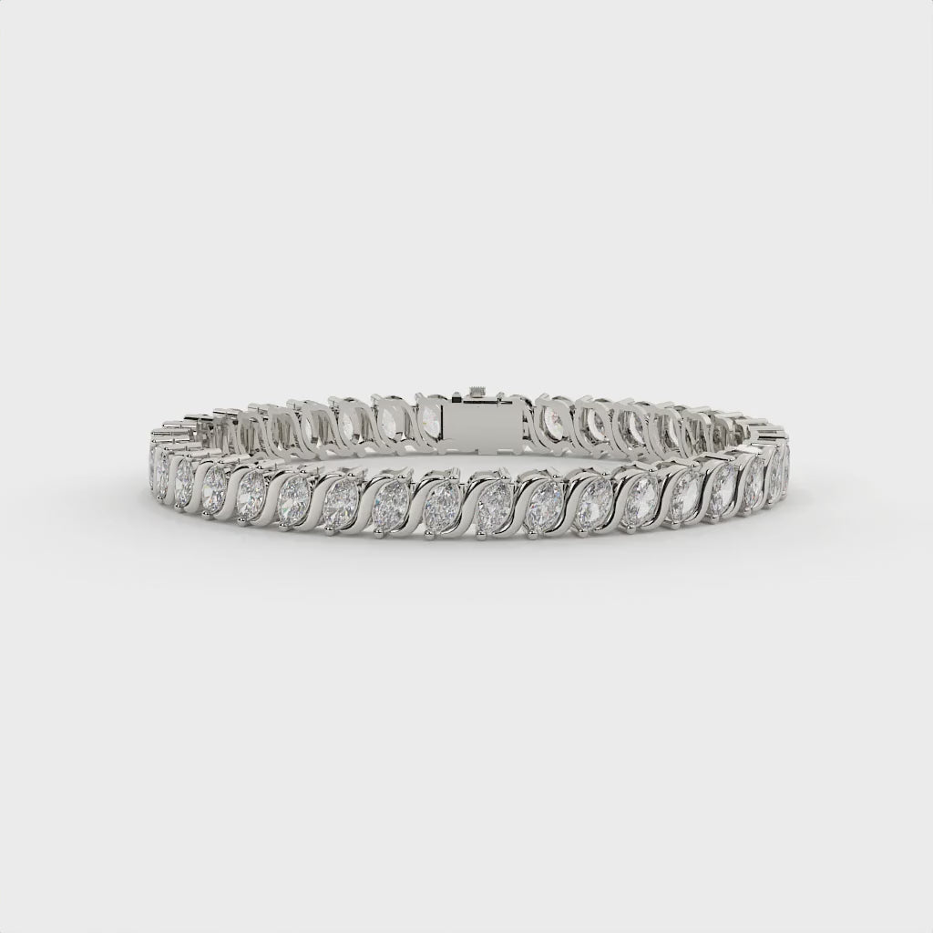 4.73 Carat Marquise Cut Lab Created Diamond Tennis Bracelet