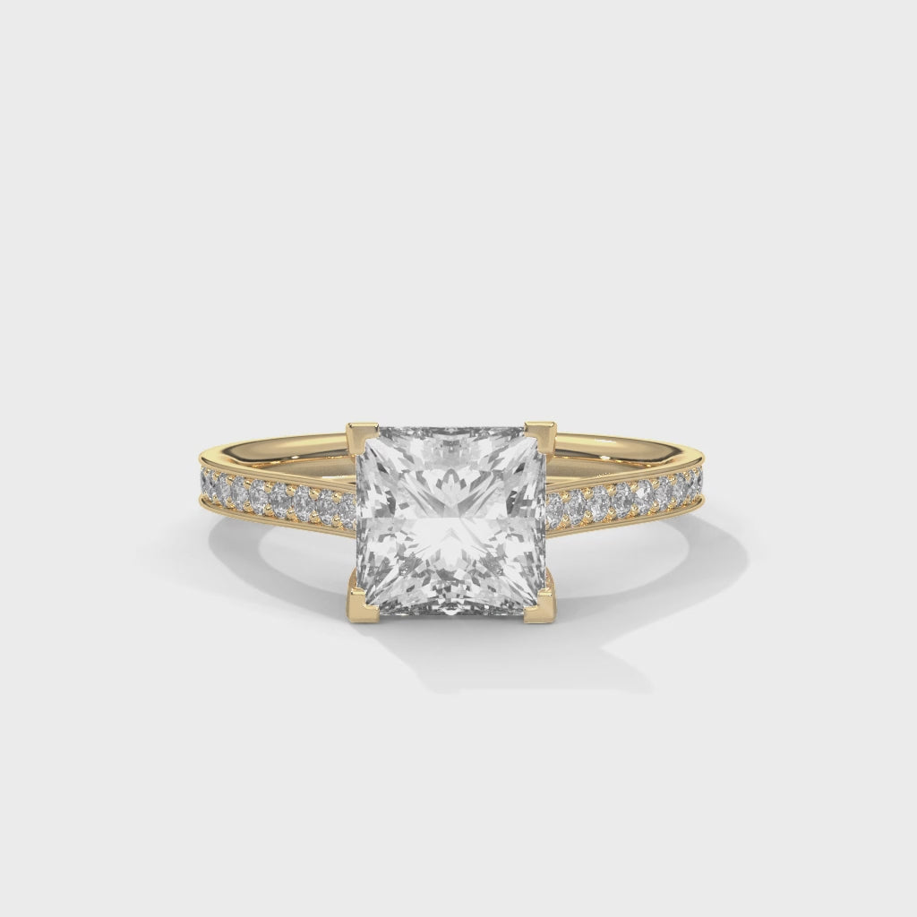 2 Carat Princess Daimond Solitaire Accent Engagement Ring
