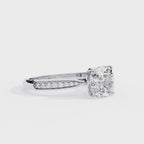 Round Cut Diamond 4 Prong Solitaire Accent Ring