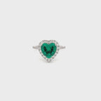 3 Carat Heart Emerald Green Engagement Ring For Women