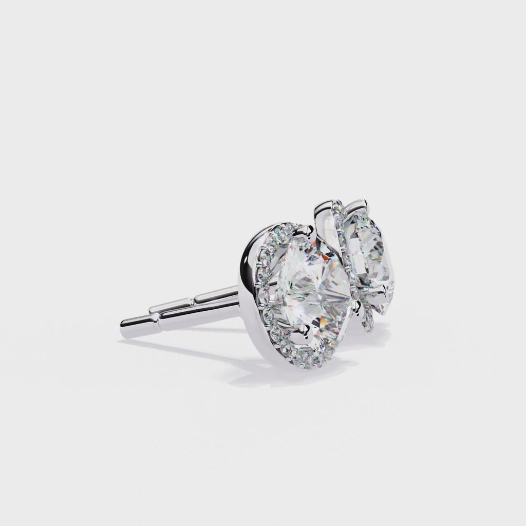 Round Cut Lab Diamond Halo Stud Earrings