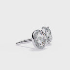Round Cut Lab Diamond Halo Stud Earrings