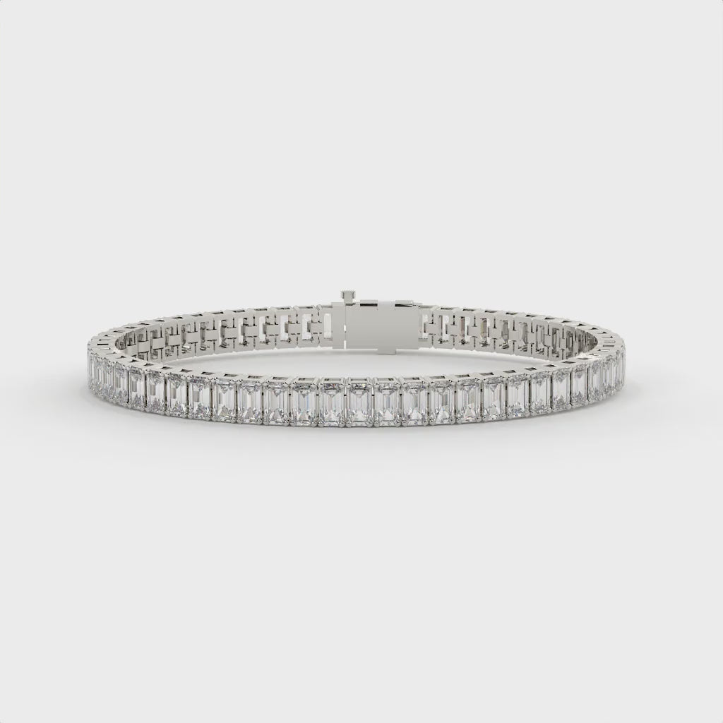 7.54 Carat Lab Grown Emerald Cut Diamond Tennis Bracelet