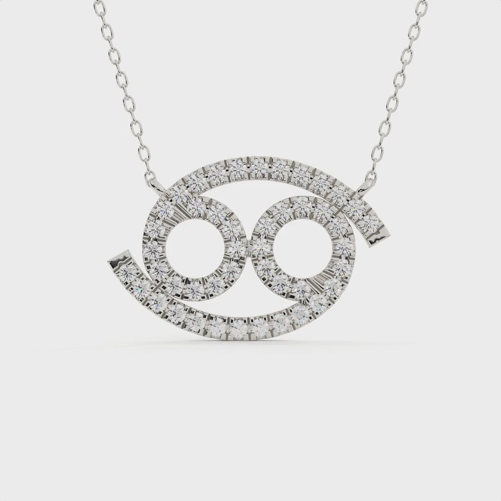 Cancer Zodiac Sign Round Cut Diamond Pendant