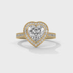 Unique Heart Cut Lab Diamond Halo Solitaire Ring