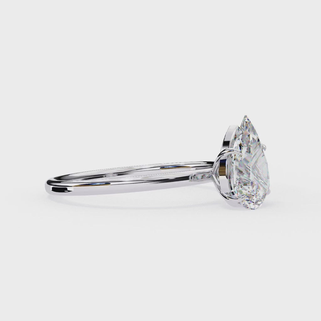 Classic Pear Diamond Solitiare Engagement Ring
