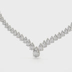 V Shape Pear Cut Lab Diamond Tennis Necklace