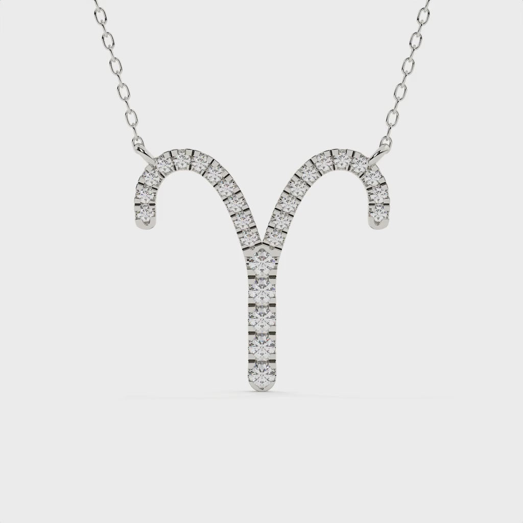 Round Diamond Aries Zodiac Sign Pendant