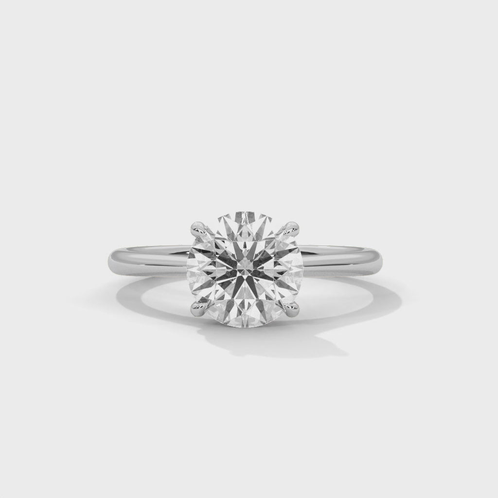 Round Cut Solitaire Lab Diamond Engagement Ring