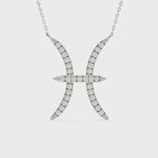 Pisces Zodiac Round Diamond Pendant With Gold Chain