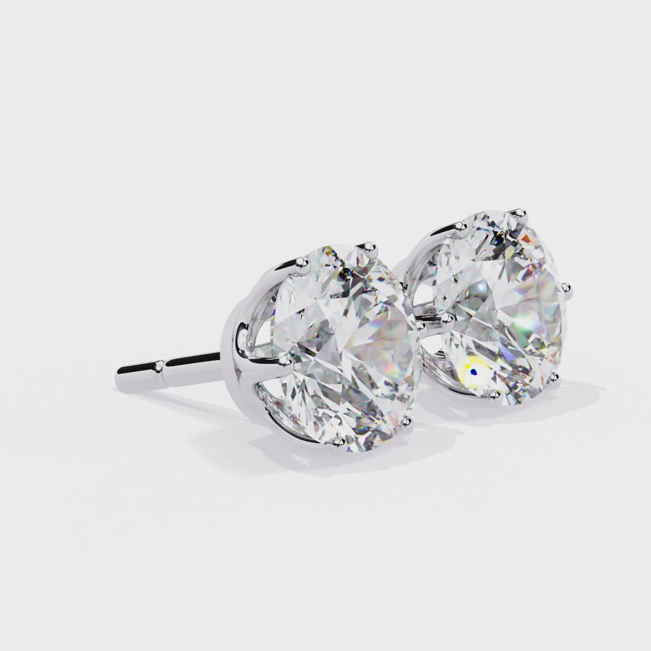 Round Diamond Stud Earrings 6-Prong Basket Setting