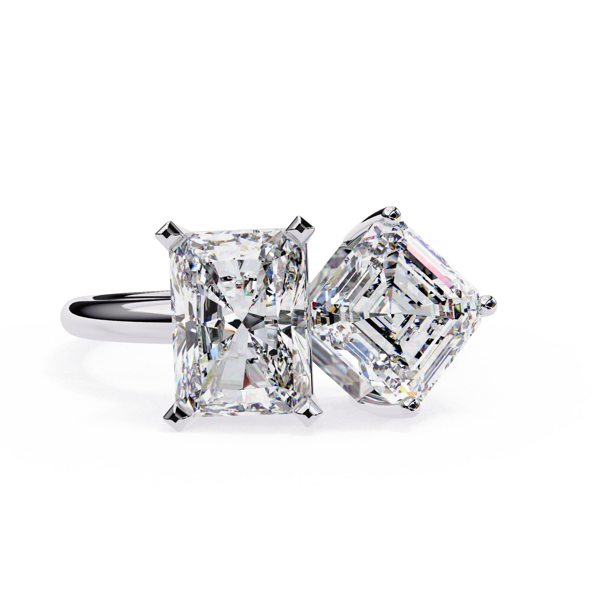 Pair of diamond stud earrings on a white background
