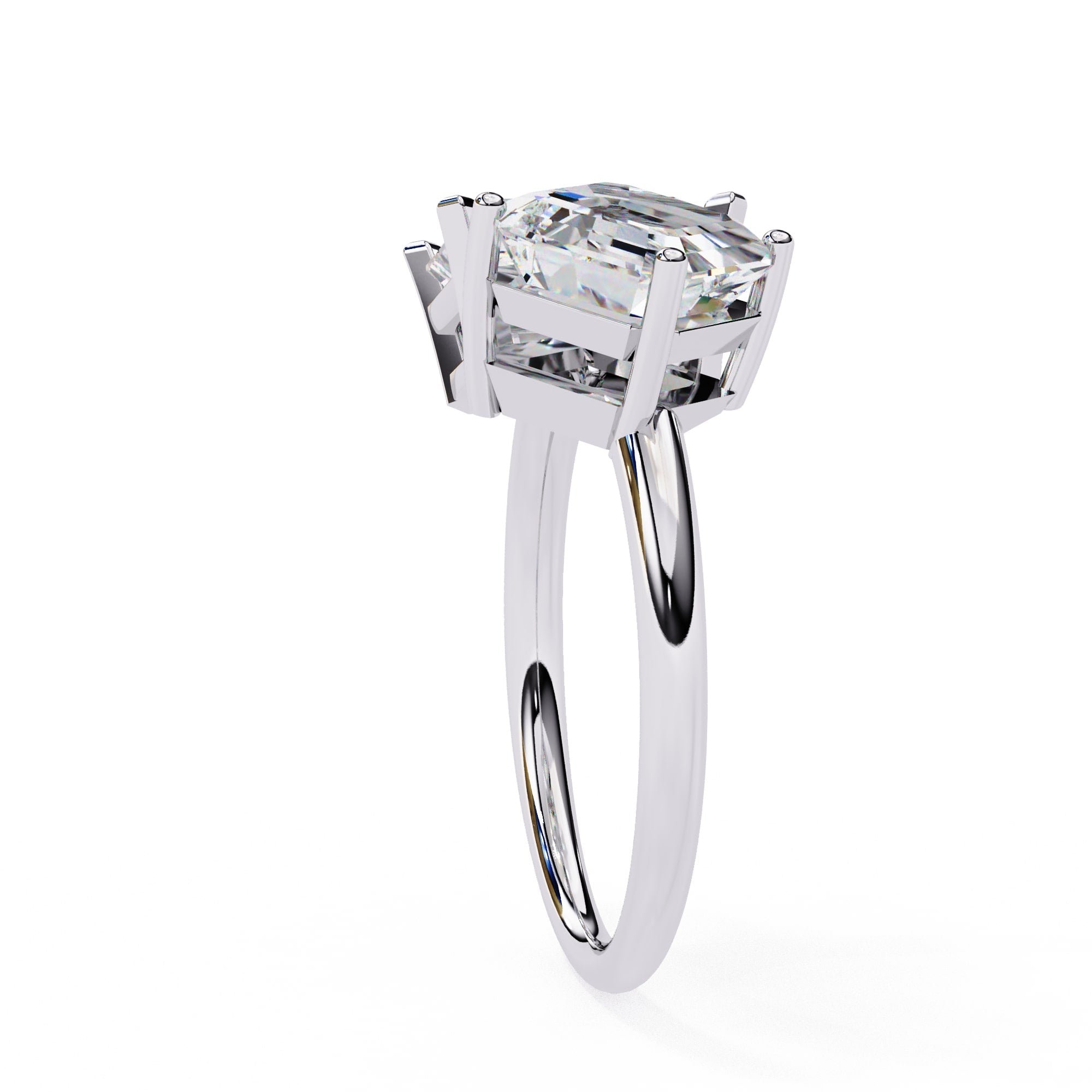 Diamond ring with a large central gemstone on a white background
