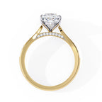 Gold ring with a diamond on a white background