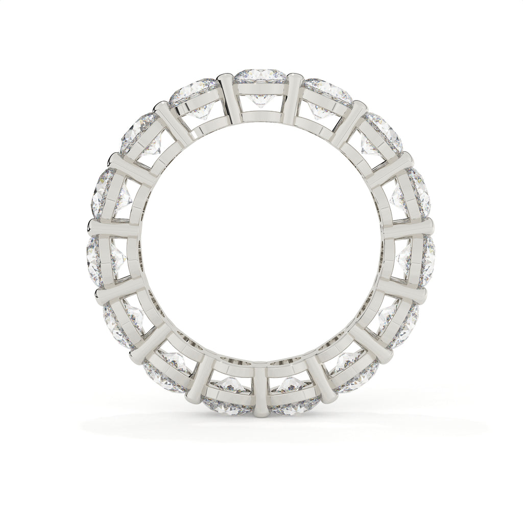 Diamond ring with a white gold band on a white background