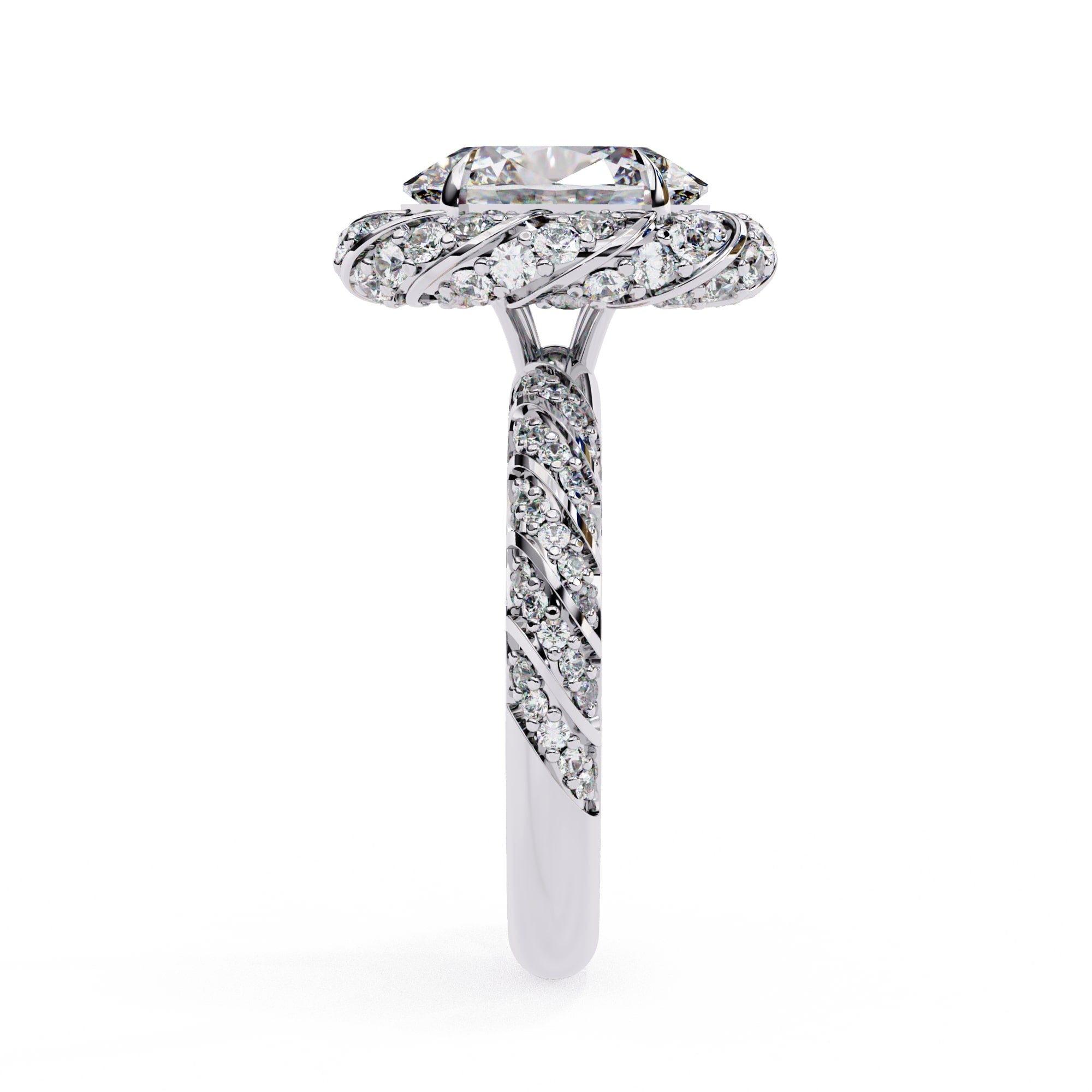 Diamond ring with a white background