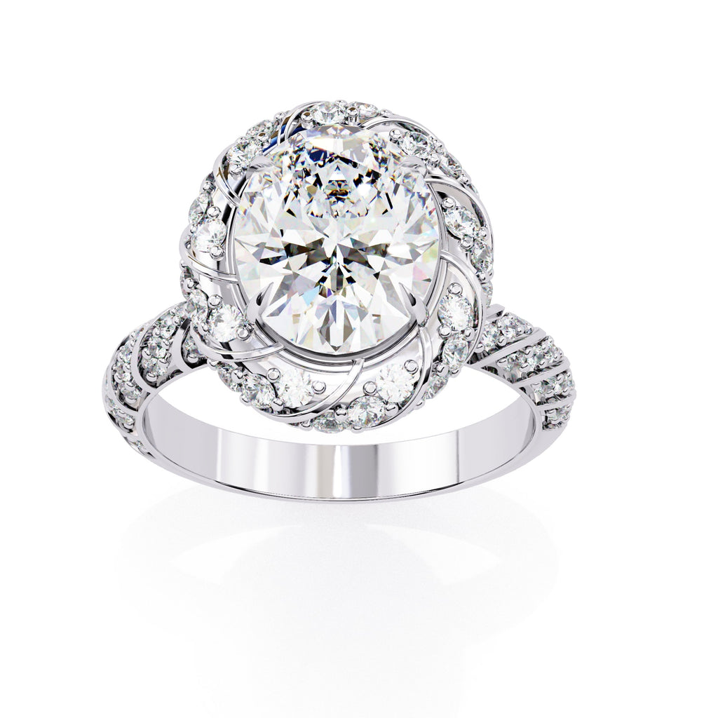 Elegant diamond ring with a white background