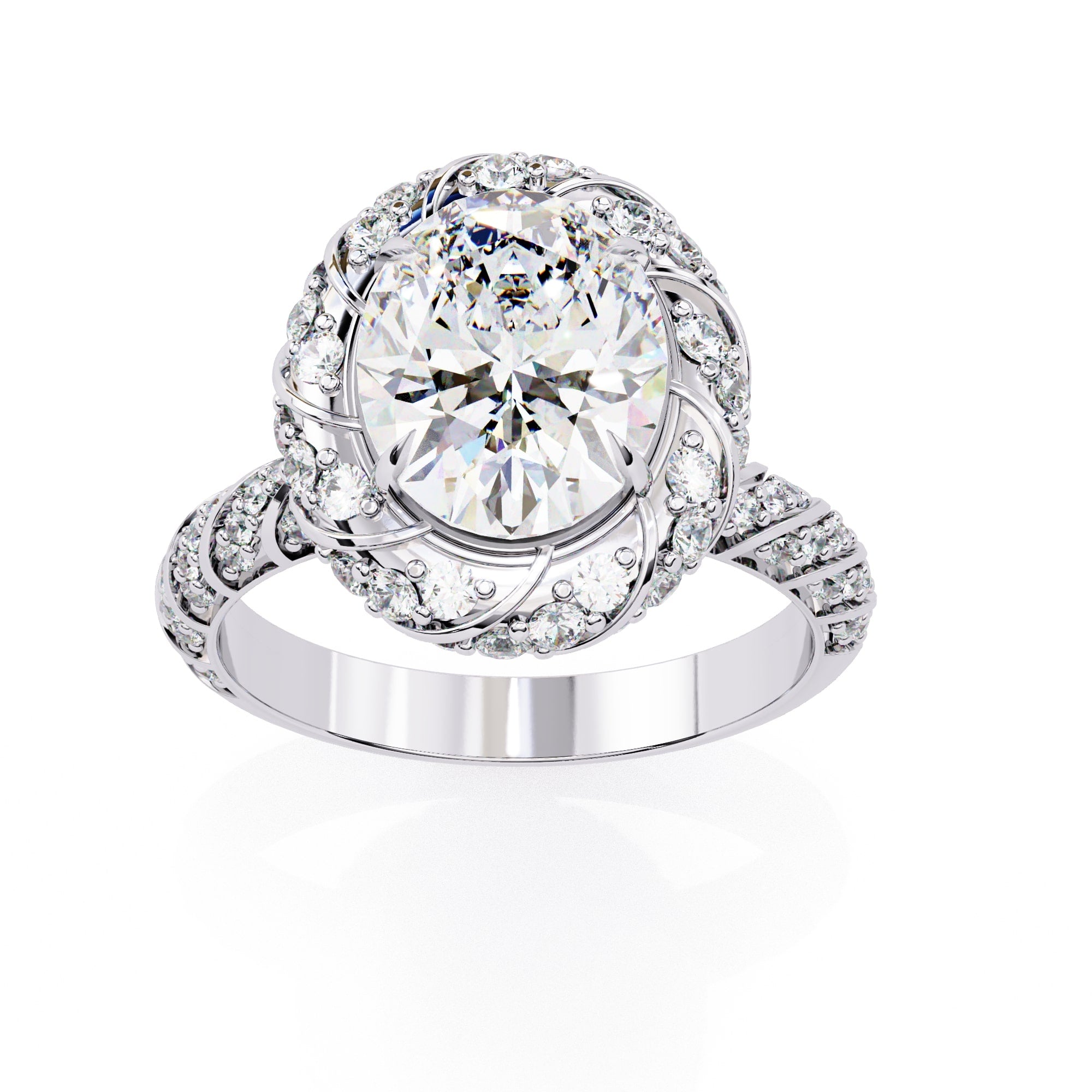 Elegant diamond ring with a white background